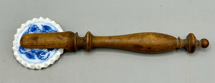 Antique Porcelain Pie Crimper & a Jagging Wheel