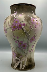 A Traditional Japanese Vase with Floral Decoration