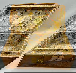 Old Dome Top Trunk with Brass Tacks by Robertson