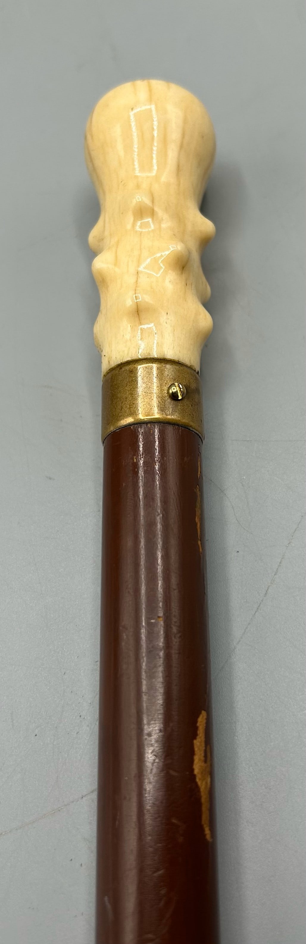 Antique Carved Whalebone Nautical Walking Stick (1 of 3)