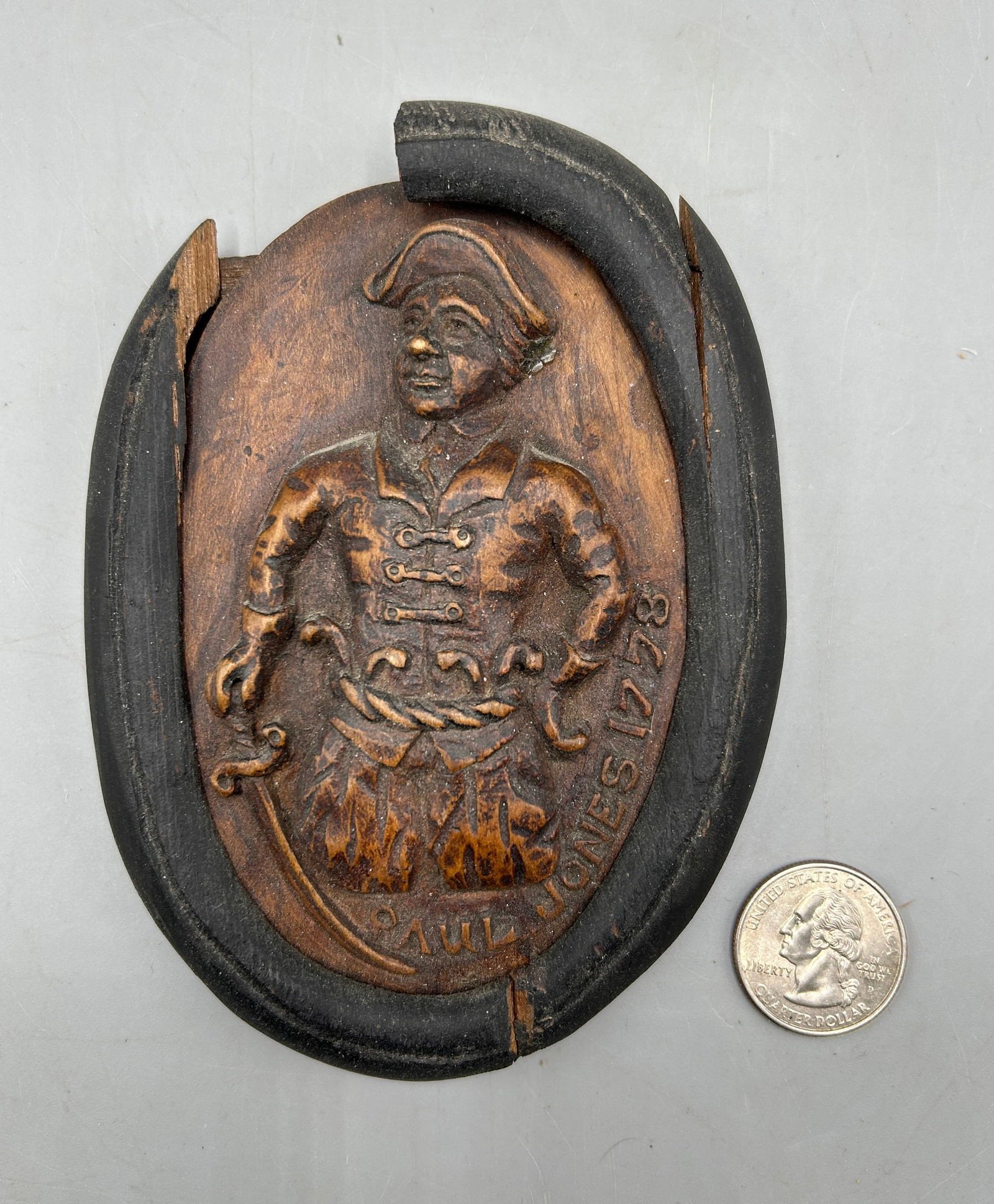 Early American Carved Wooden Memorial Plaque (1 of 4)