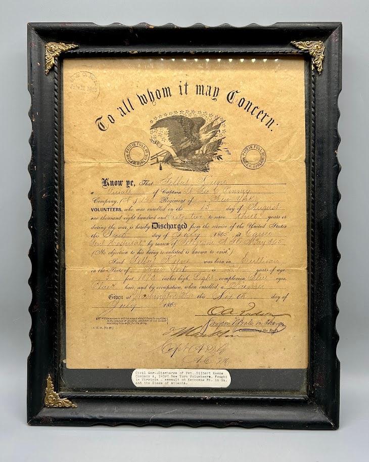 Original Civil War Discharge Document (1 of 2)