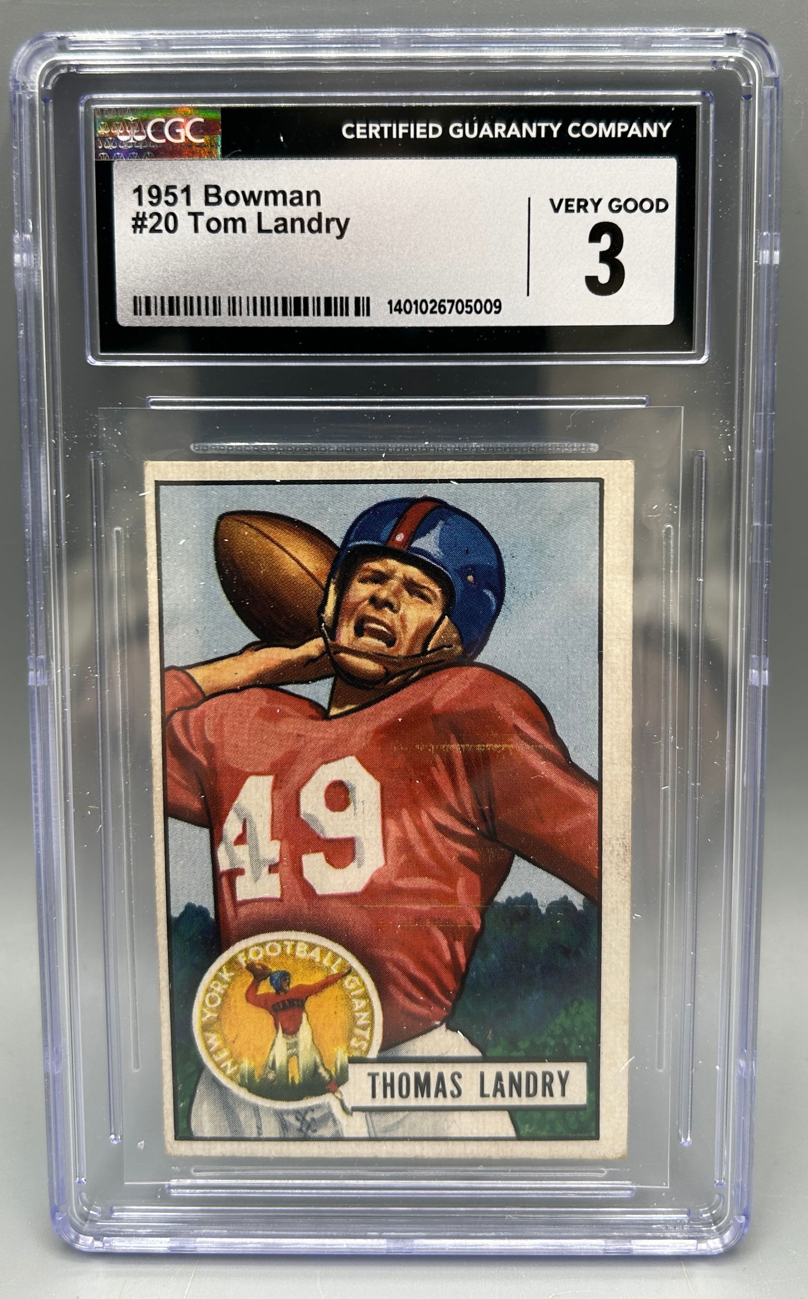 1951 Bowman Football Card Tom Landry (1 of 2)