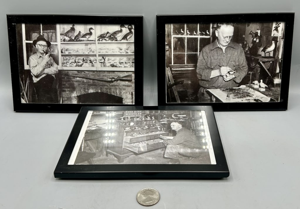 Three Framed Russ Burr Workshop Images: Three Russ Burr workshop images