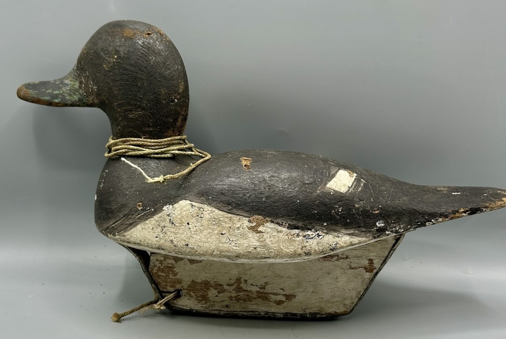 Antique Ruddy Duck Decoy with a Weighted Keel: A 12 inch Ruddy Duck decoy with a prominate weighted keel. In old paint with gunning wear.