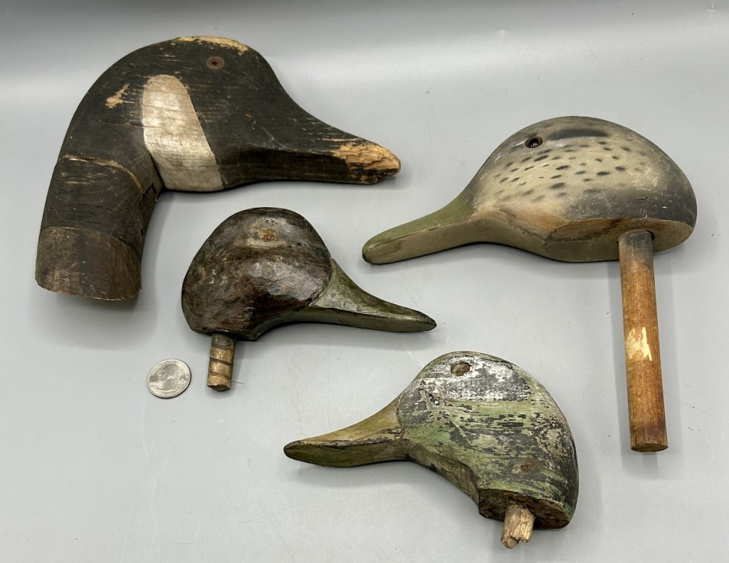 Four Old Waterfowl Decoy Heads (1 of 2)