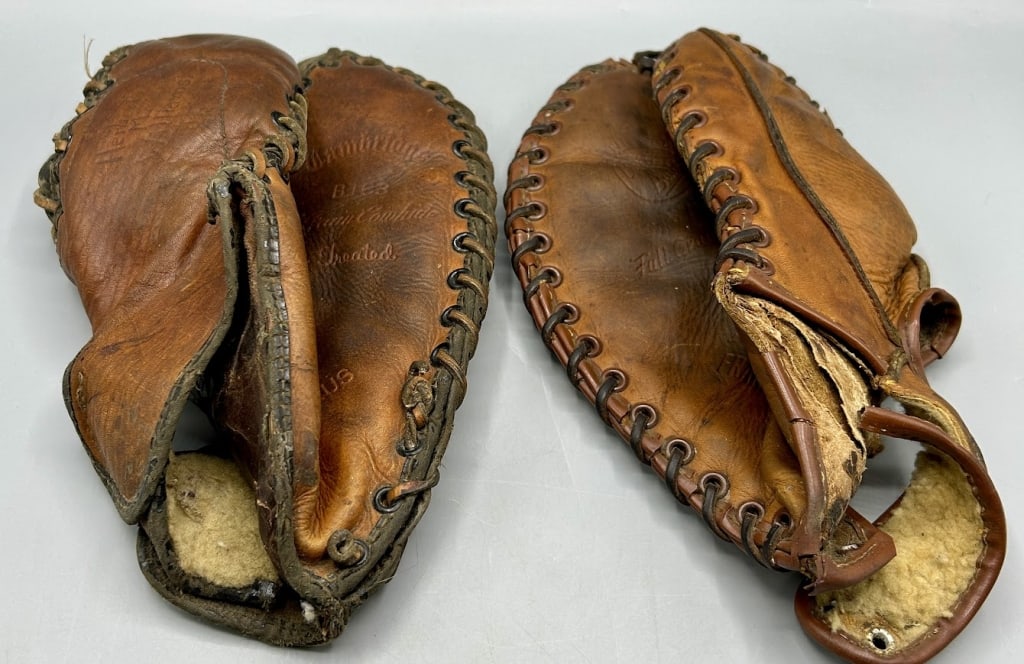 Two Vintage Baseball Gloves - 2