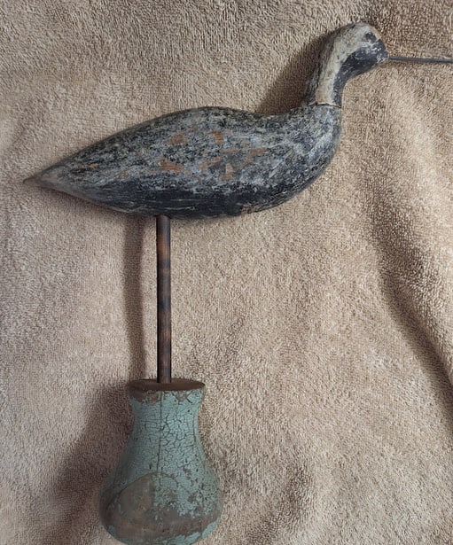 Plover Shorebird Decoy from the Coffin Family Nantucket: An old life size Plover Shorebird Decoy used by the Coffin Family on Tuckernuck Island which is a part of Nantucket County. The Coffin family are historic residents of Tuckernuck Island, they lived fo