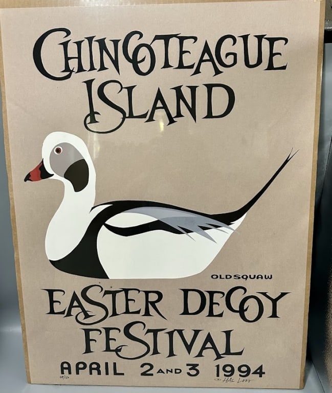 Old Chincoteague Show Poster and a Heron Print: As found