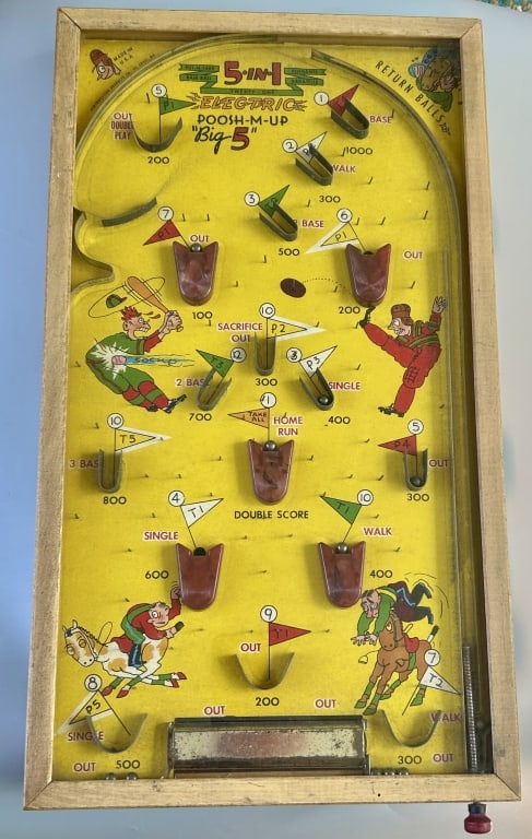Vintage Poosh-M-Up Big 5 Pinball Game (1 of 5)