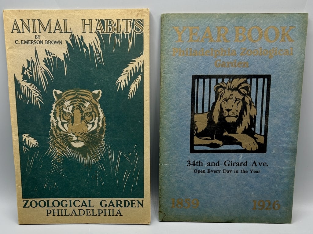 Five Early 1900s Zoo Publicstions: Two from the Philadelphia Zoological Garden publications, a Washington Park Zoological Society annual report, a guide to the Zoological Gardens, Durban, South Africa and a guide book to celebrate cat
