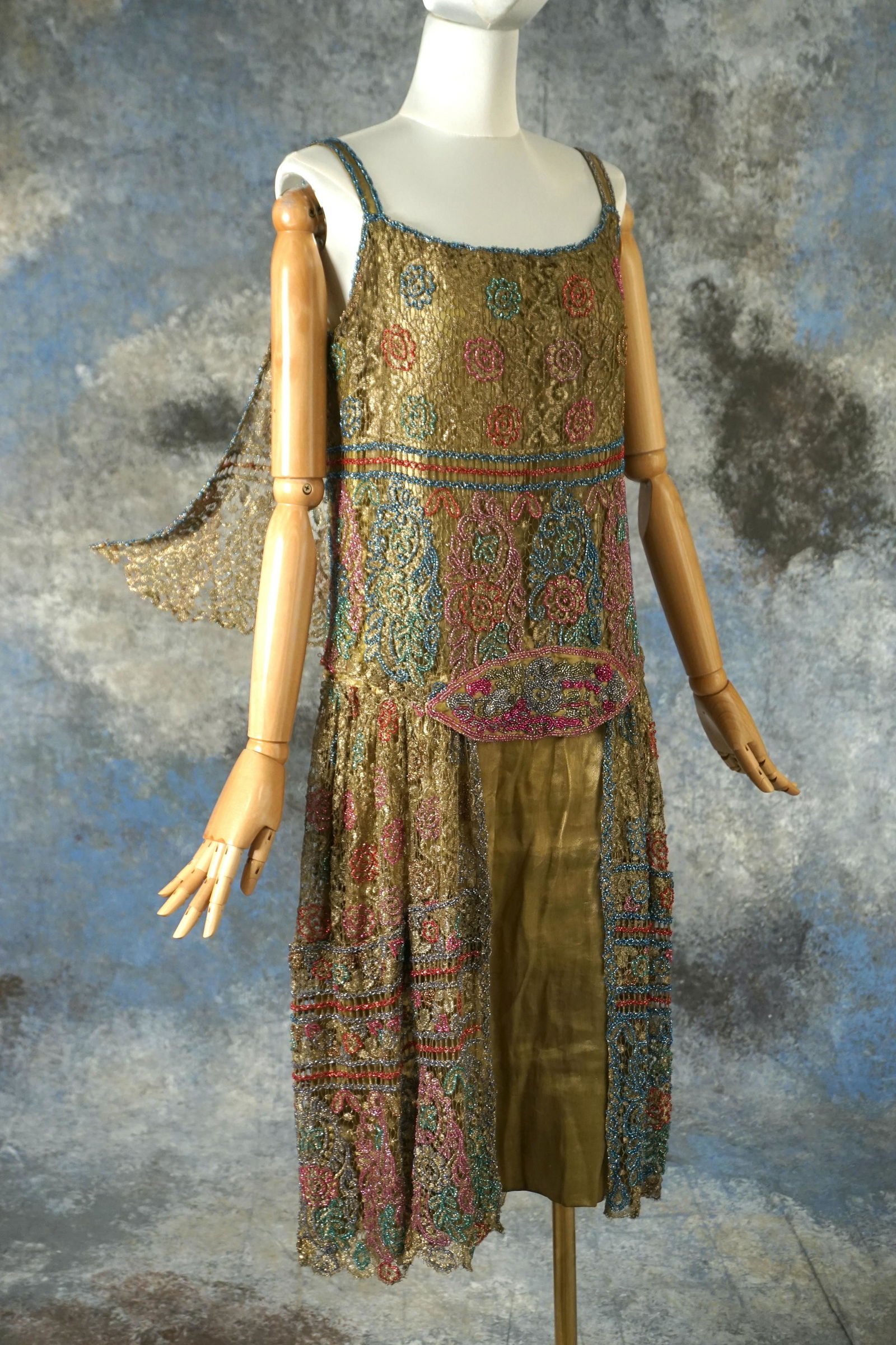 Vintage 1920s dress lame lace evening ensemble (1 of 16)