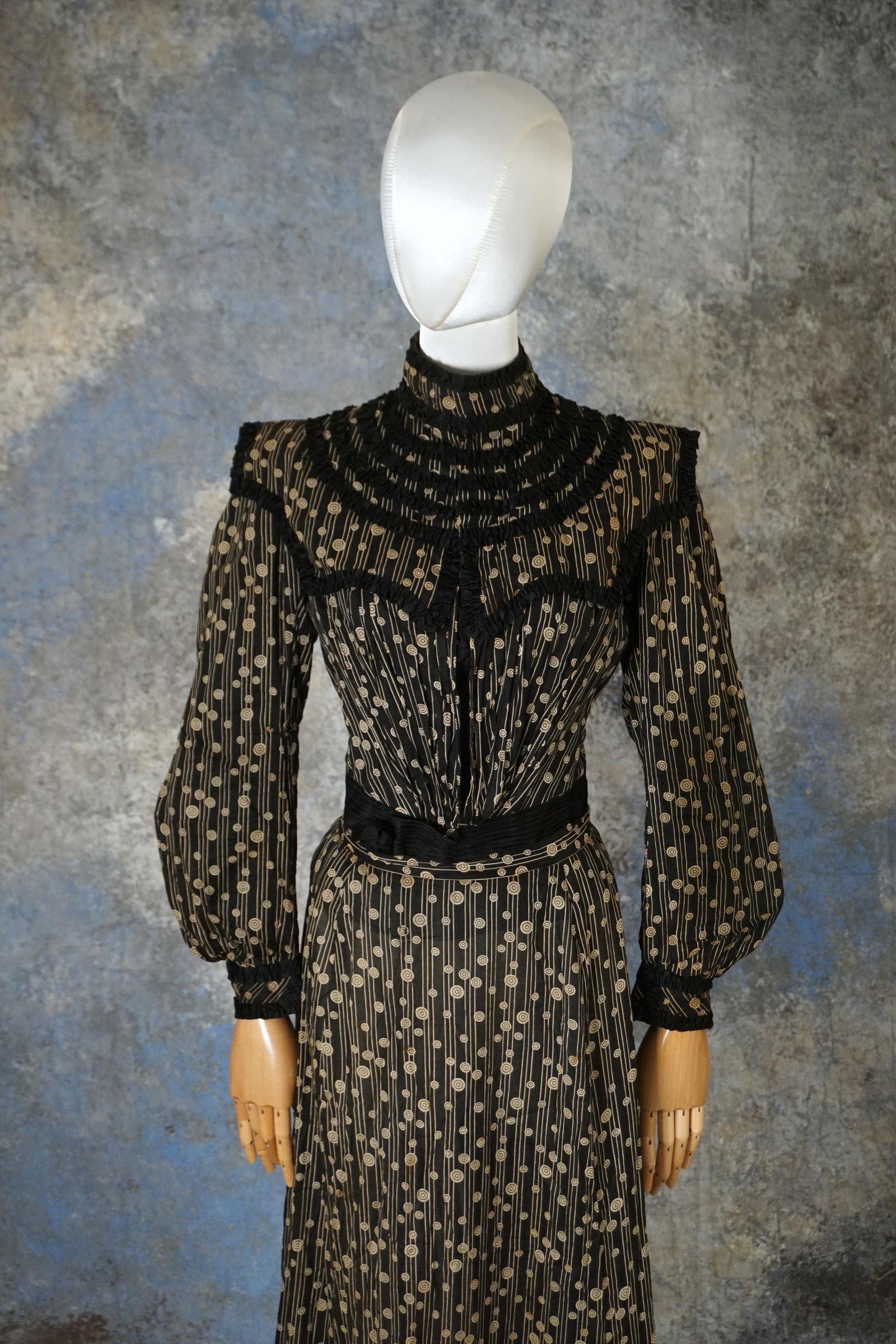 Antique 1880s Victorian cotton striped ensemble (1 of 12)