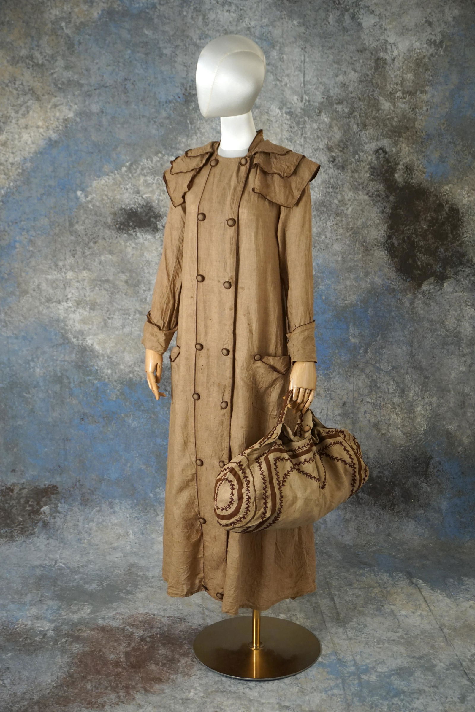 Antique Edwardian duster coat & bolster bag (1 of 11)