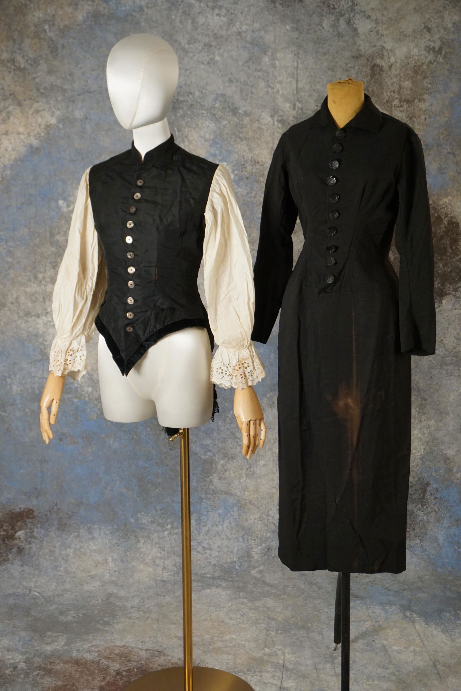 Antique mid Victorian bodice and black tail coat (1 of 14)