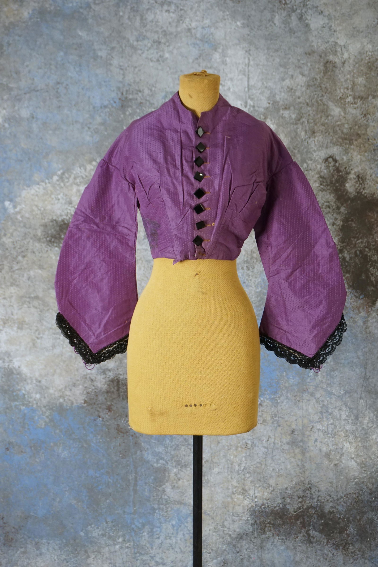 Antique 1860s purple silk dress ensemble (1 of 11)