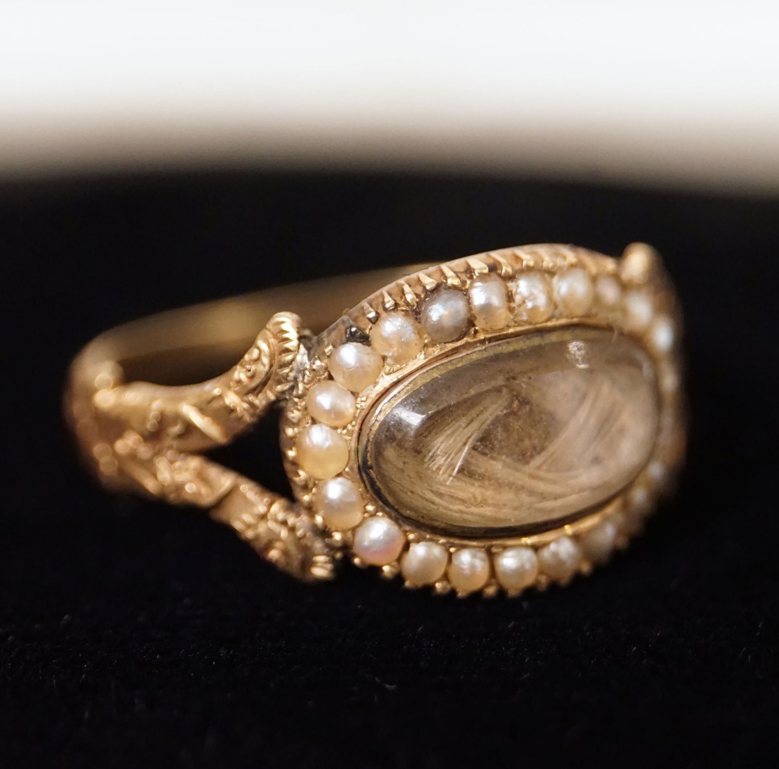 Antique Georgian 14k gold pearl mourning ring (1 of 7)