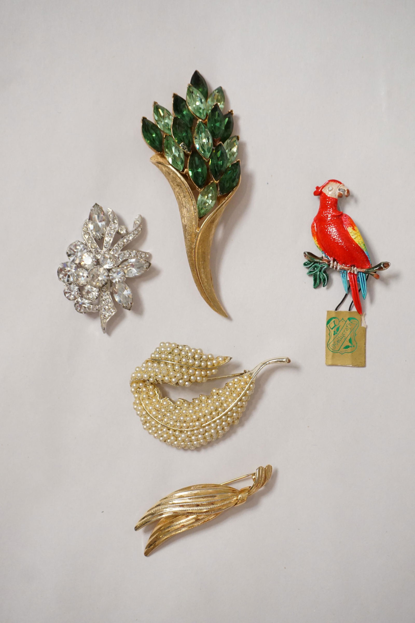 Vintage mcm signed costume brooch lot of five (1 of 7)