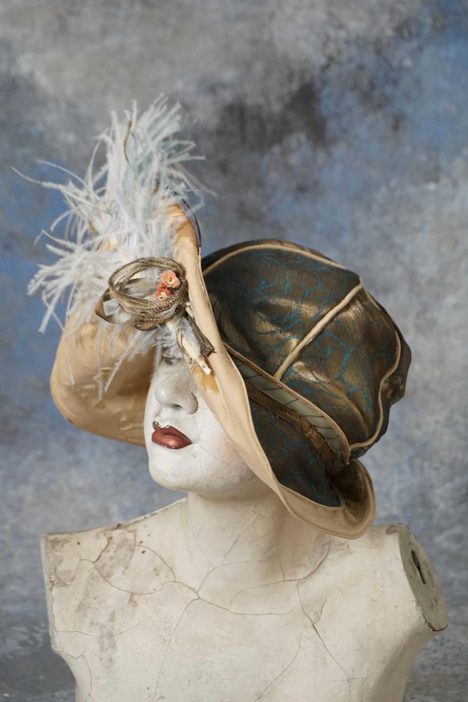 Antique Edwardian lame hat, fancy millinery (1 of 5)
