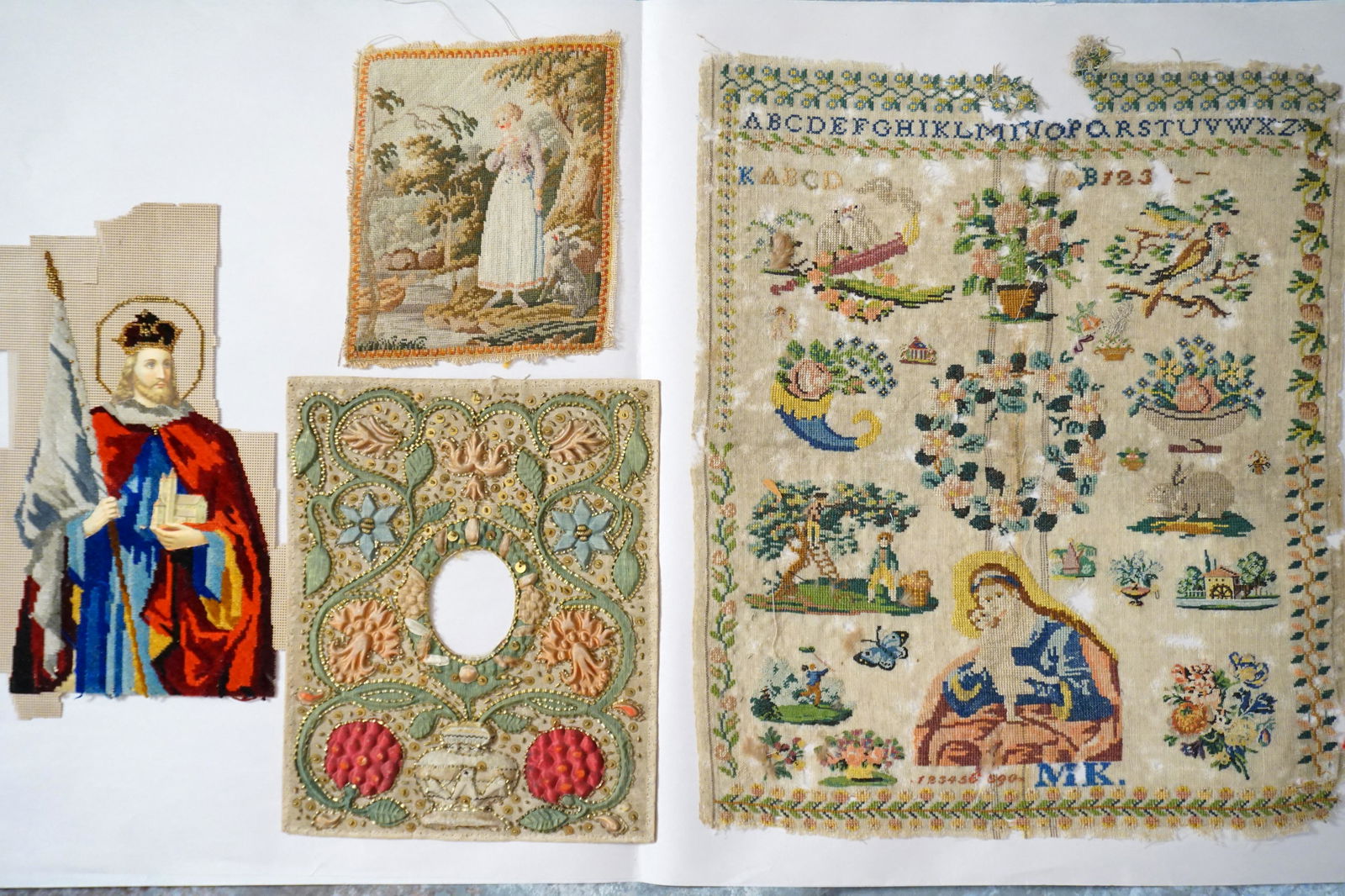 Antique Victorian needlepoint sampler grouping (1 of 13)