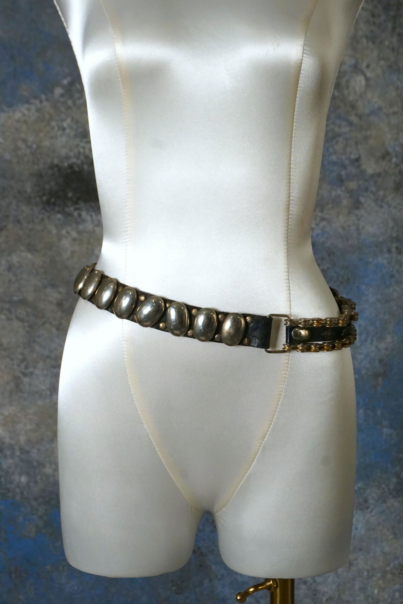 Vintage leather punk belt, fifties biker belt (1 of 6)