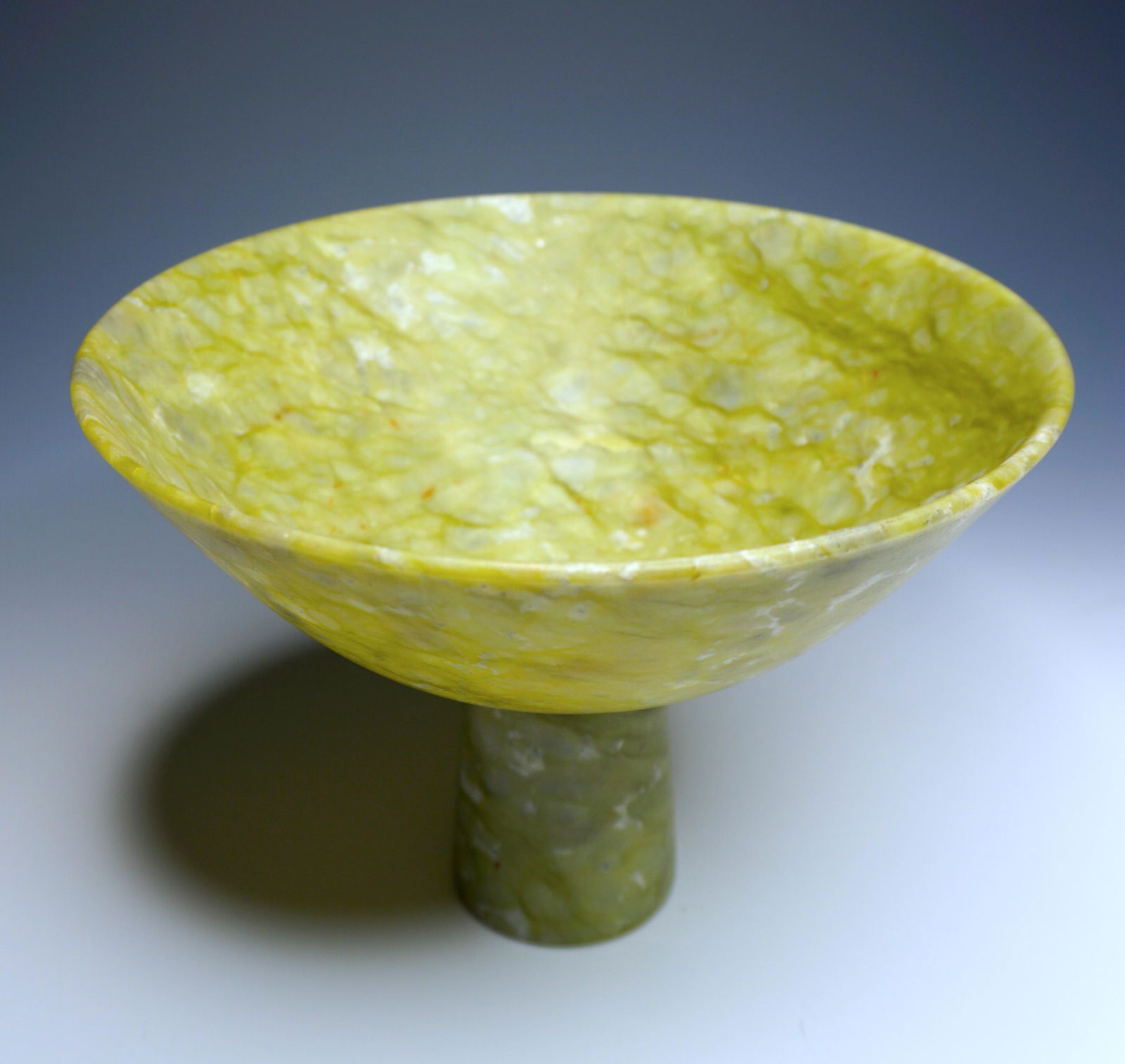 Antique Chinese green stone stem bowl, pale green (1 of 7)