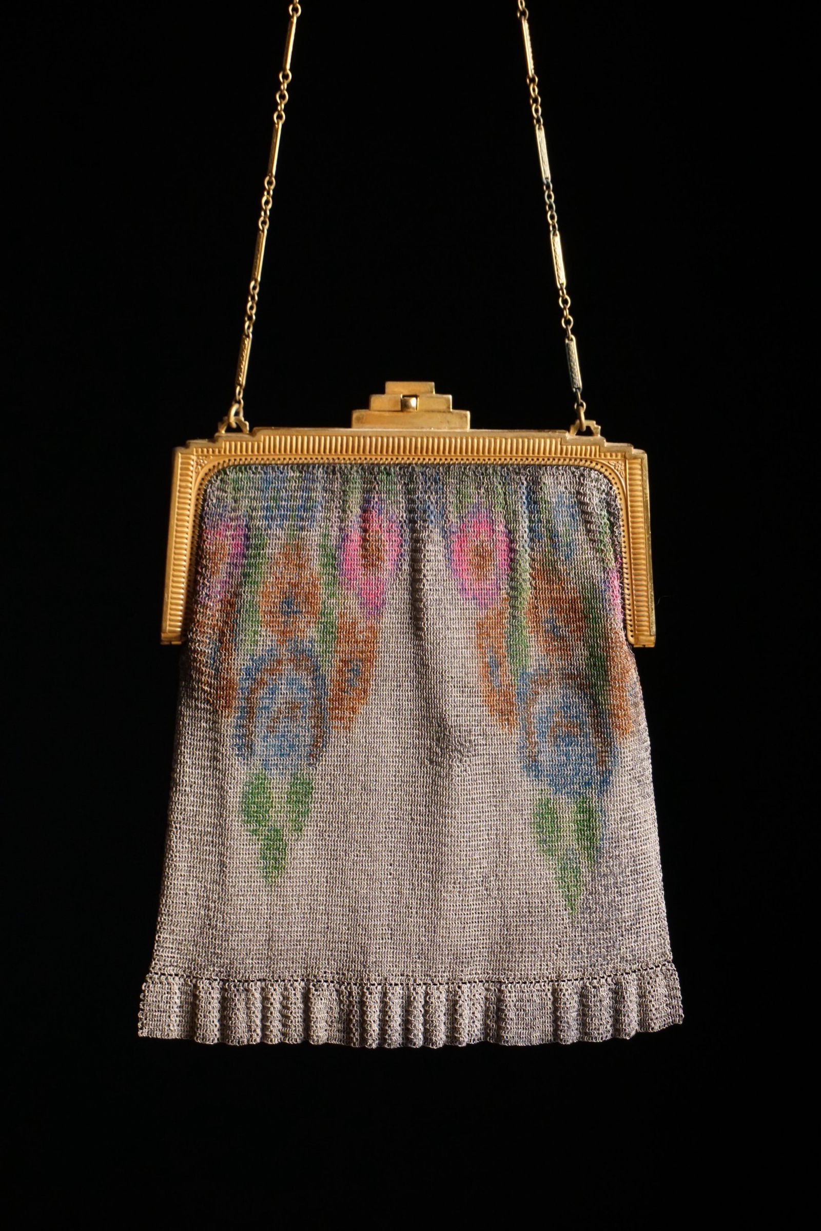 Art Deco Whiting & Davis Co. purse Dresden watercolor (1 of 12)