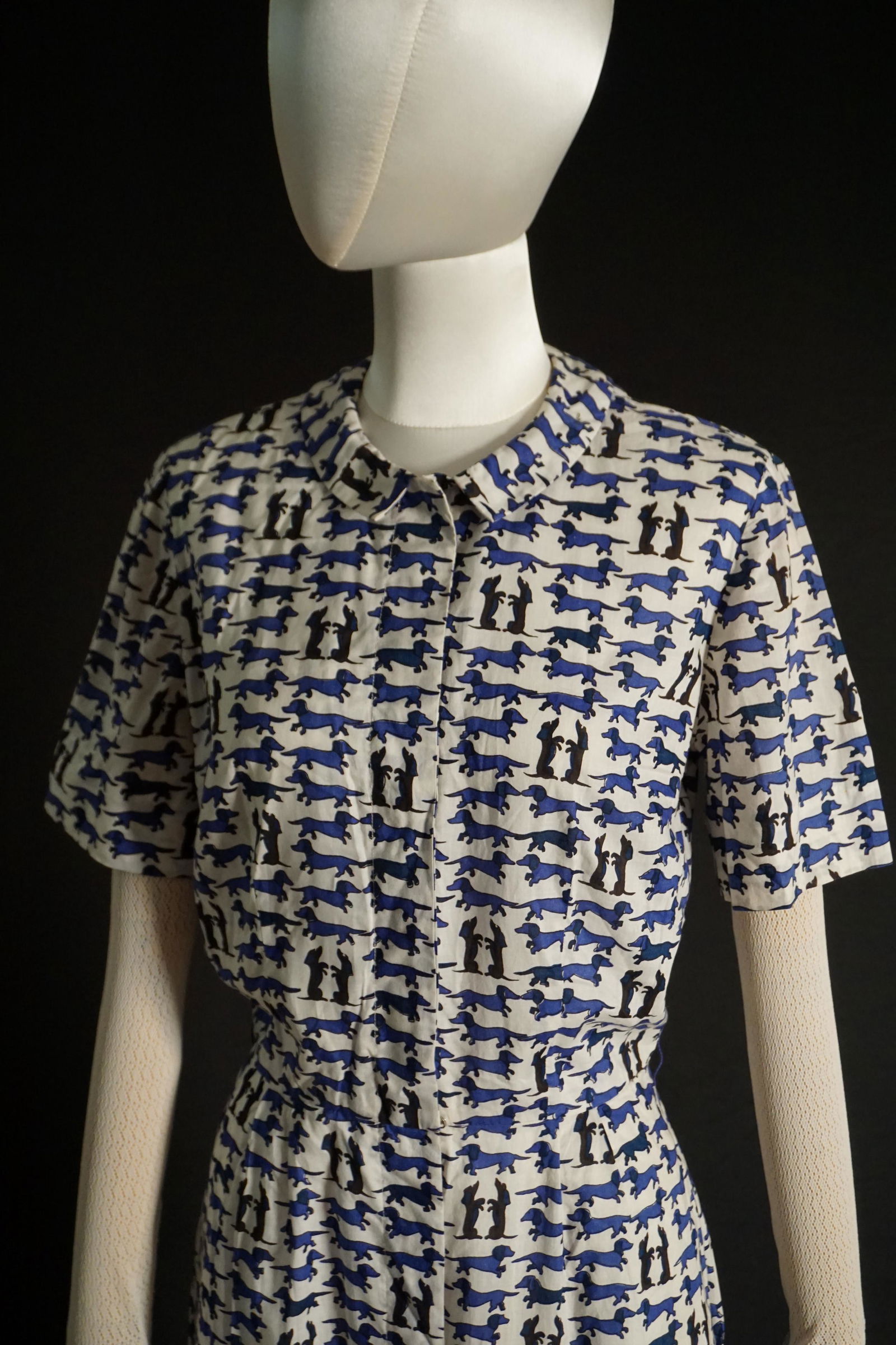 Vintage 50s Abercrombie & Fitch dachshund dog print day dress (1 of 7)