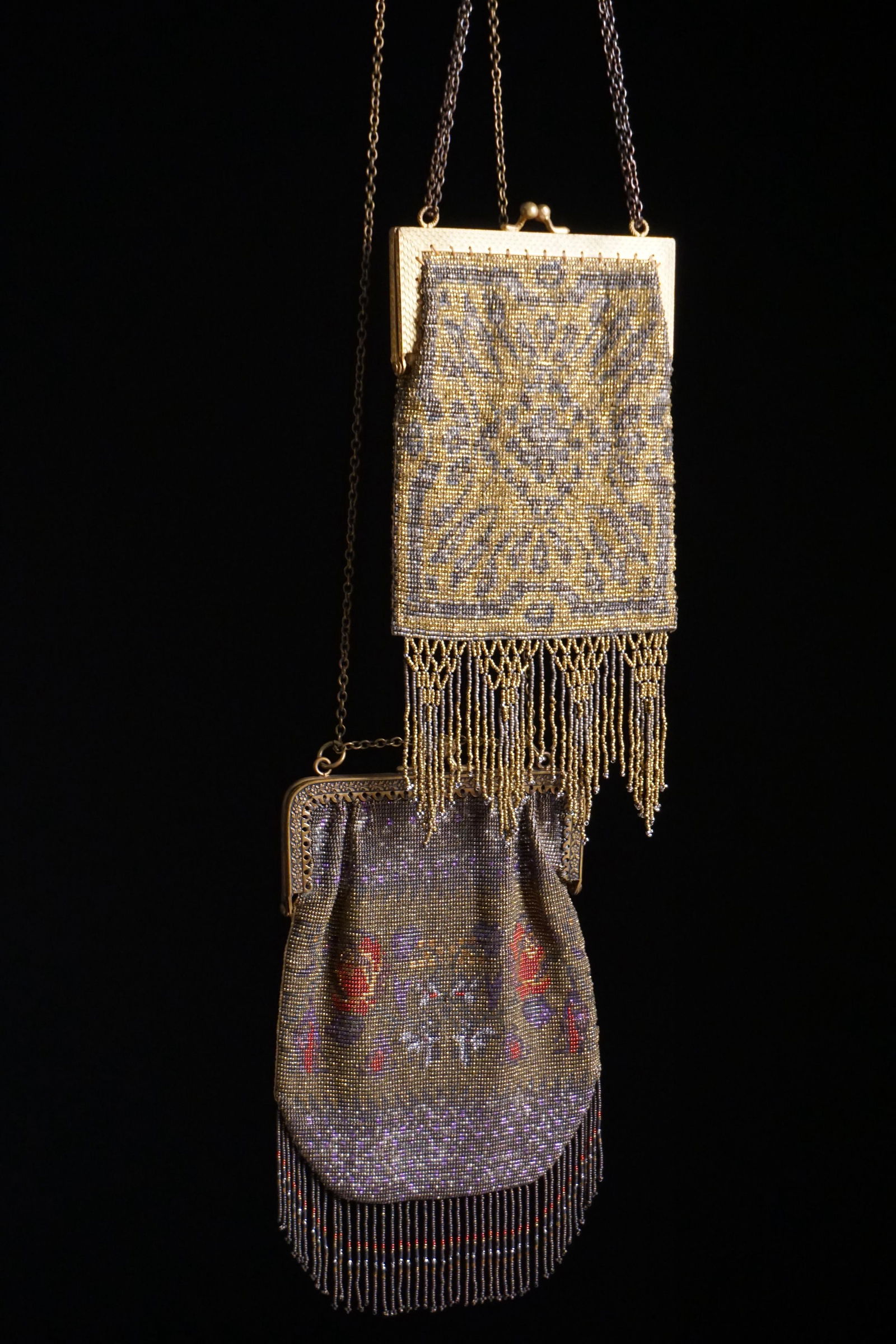 Two antique French steel cut beaded evening purses (1 of 12)