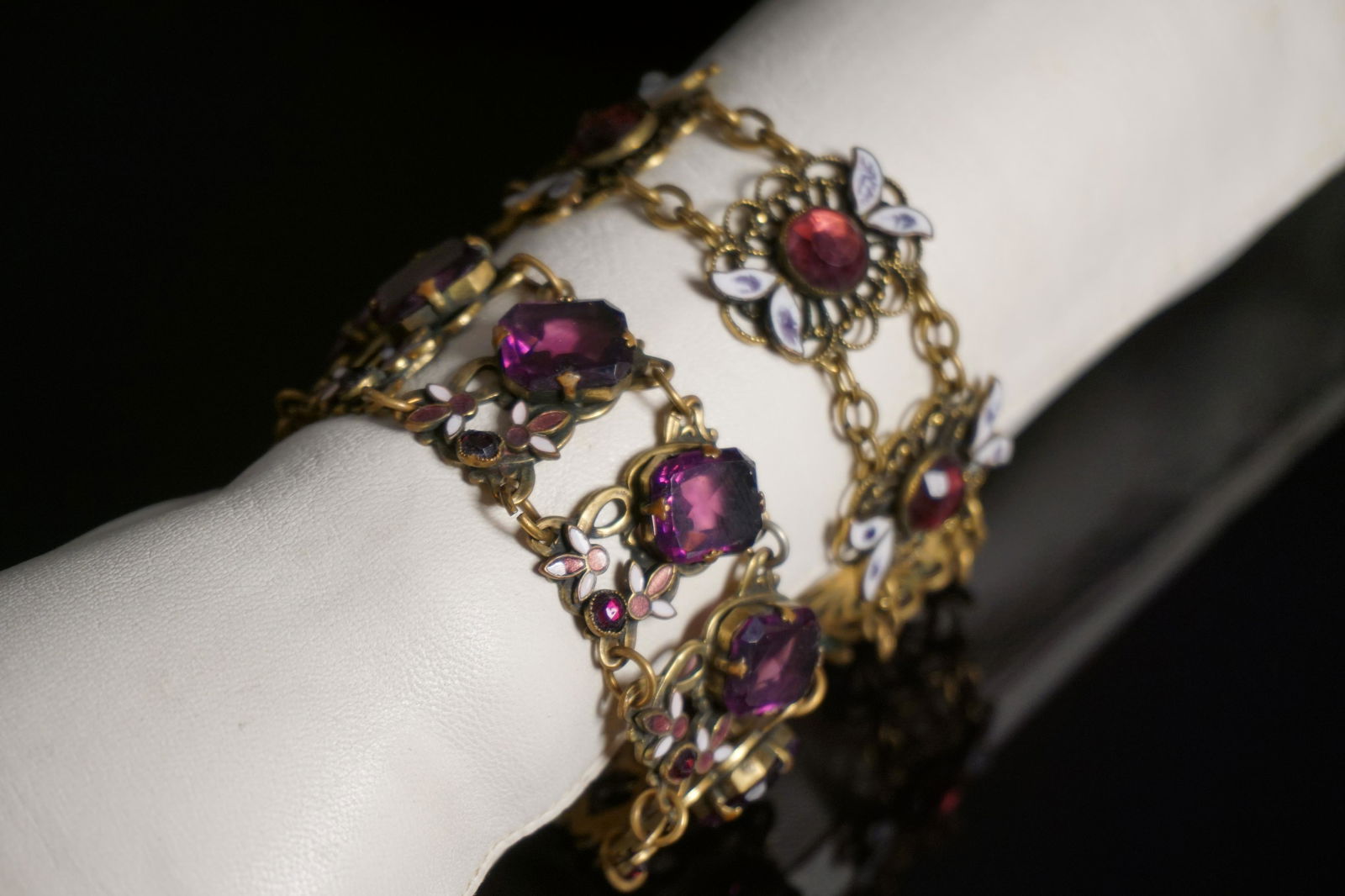 Two antique Czech glass amethyst bracelets (1 of 9)