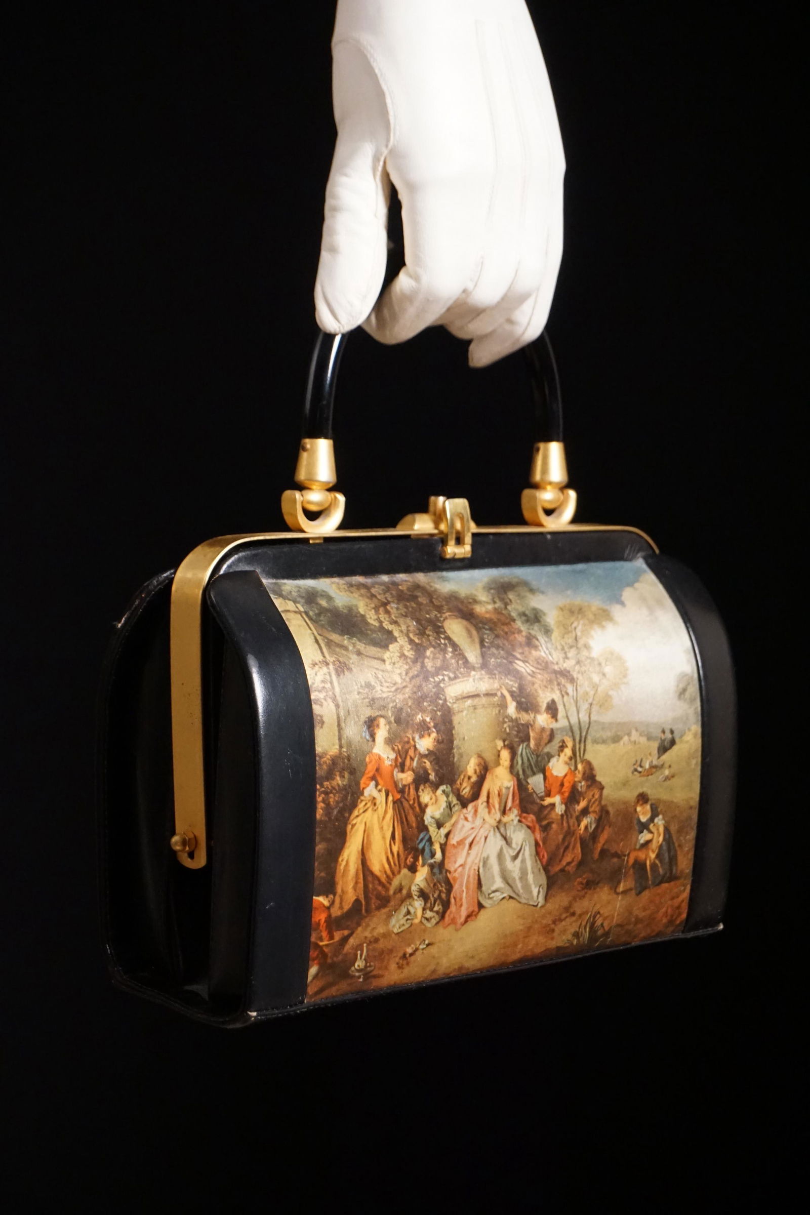 Vintage Italian purse, silk painting handbag with wallet (1 of 10)