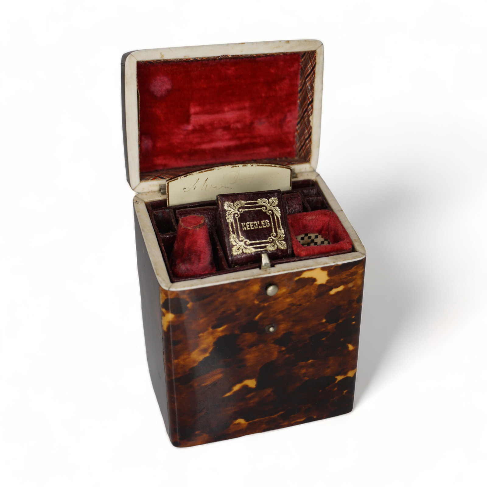 Antique tortoishell necessaire sewing box (1 of 17)