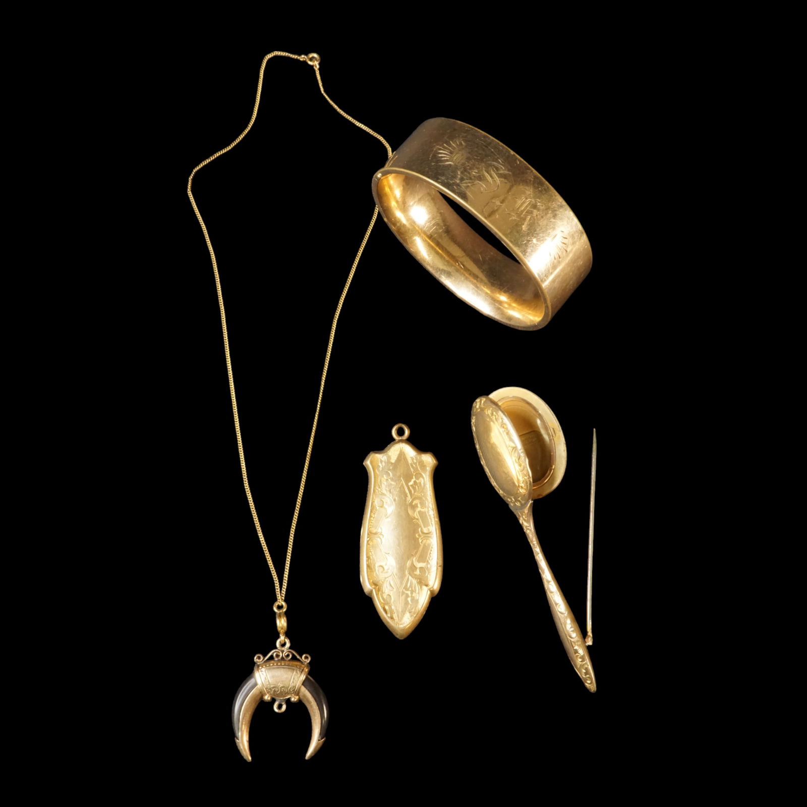 Antique gold filled jewelry lot of four pieces, Austin & Stone (1 of 10)