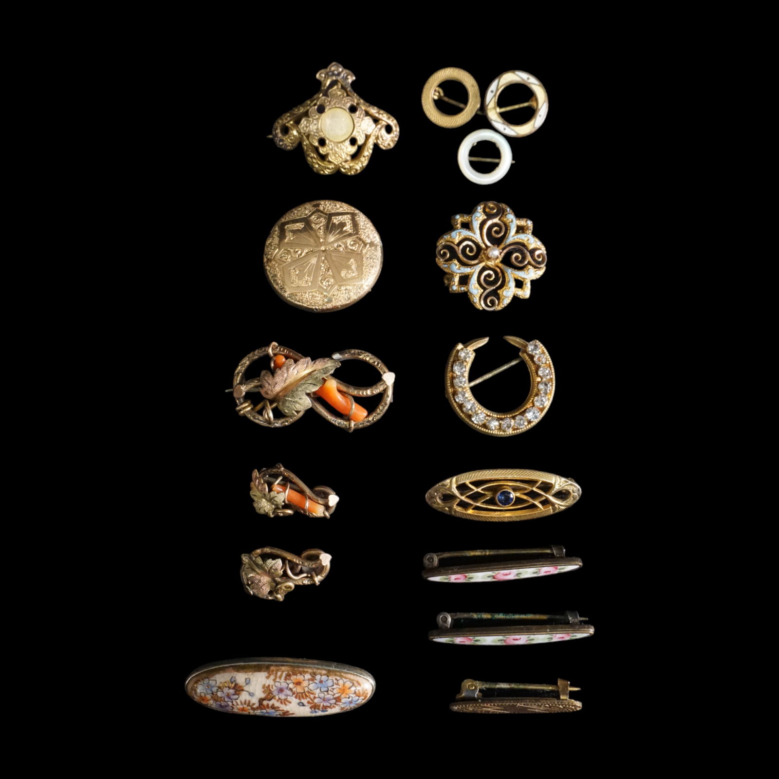 Antique gold filled pins, brooch grouping (15) (1 of 7)
