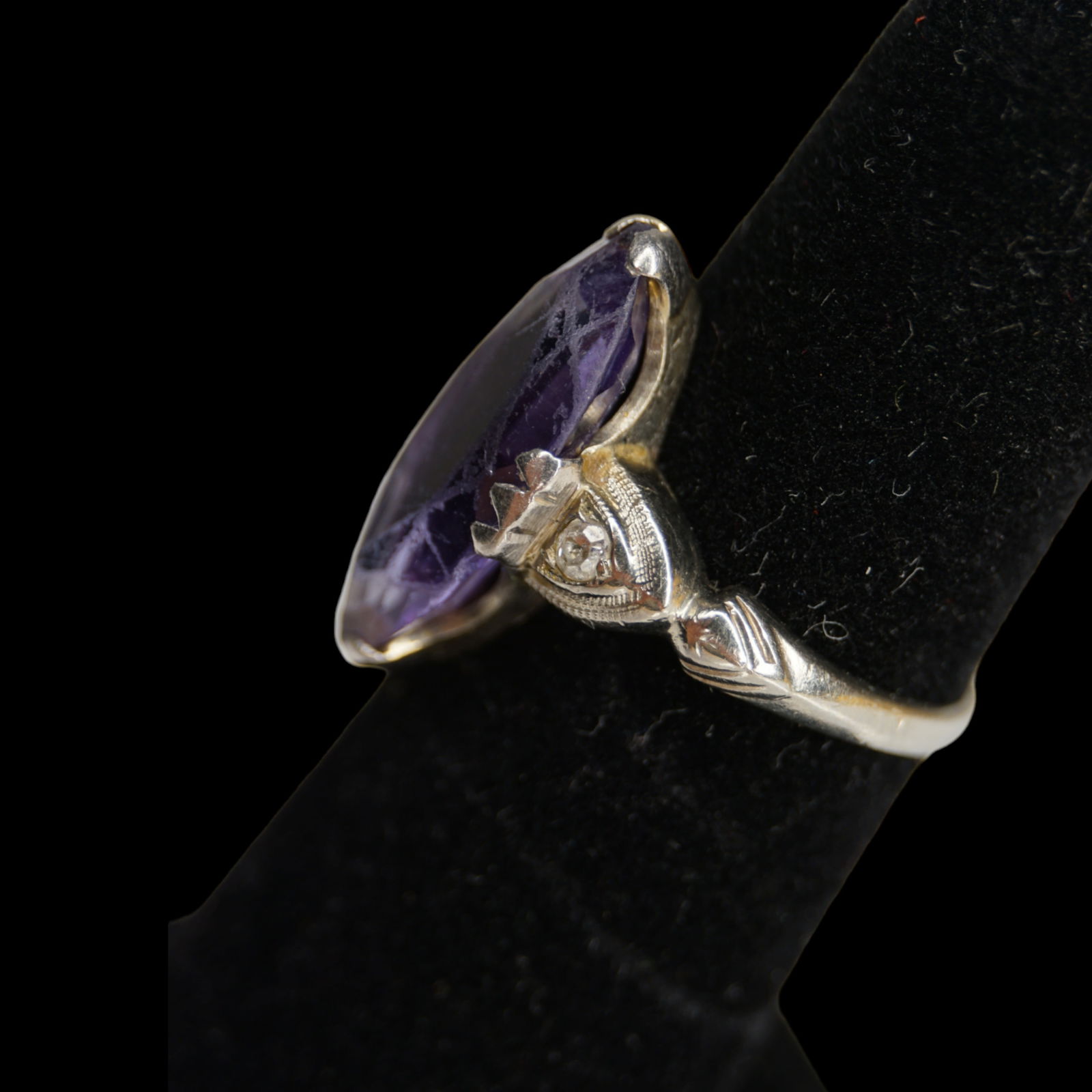 Antique 1920s 14k amethyst diamond cocktail ring (1 of 4)
