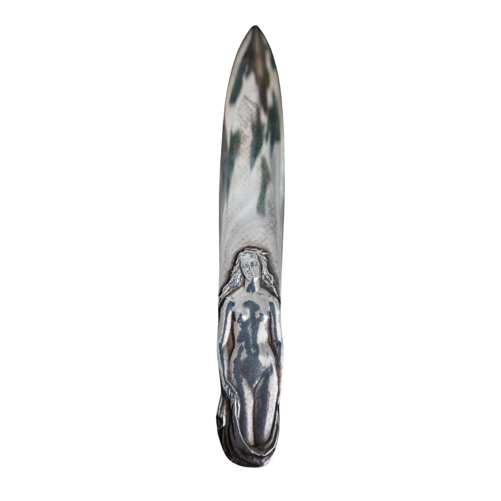Renee Vautier sterling silver letter opener nude erotic Venus motif: Circa 1960 "Venus paper knife" signed to rear and marked ARGENT (silver in French). Measurements 7 5/8", Good condition tip of knife is slightly deformed.Weight 209.3 g