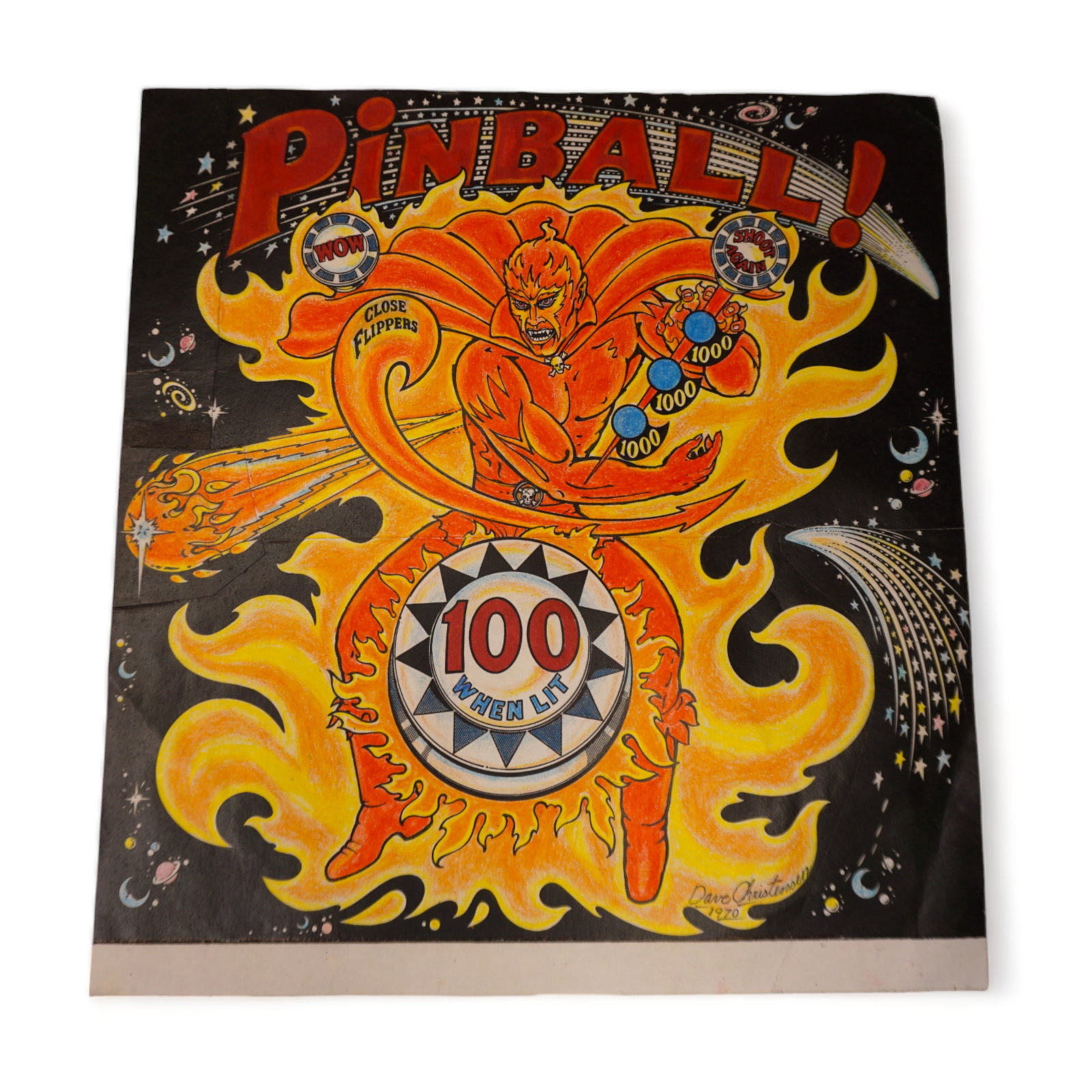 David G. Christensen original pinball concept art for Bally Fireball machine (1 of 8)