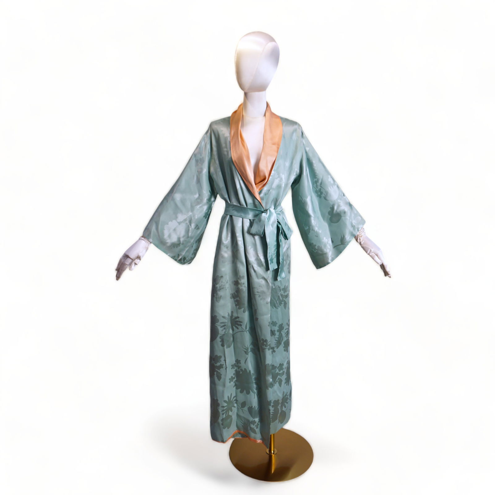 Vintage Carson Pirie Scott & Co. Chicago Blue Satin Damask Robe
