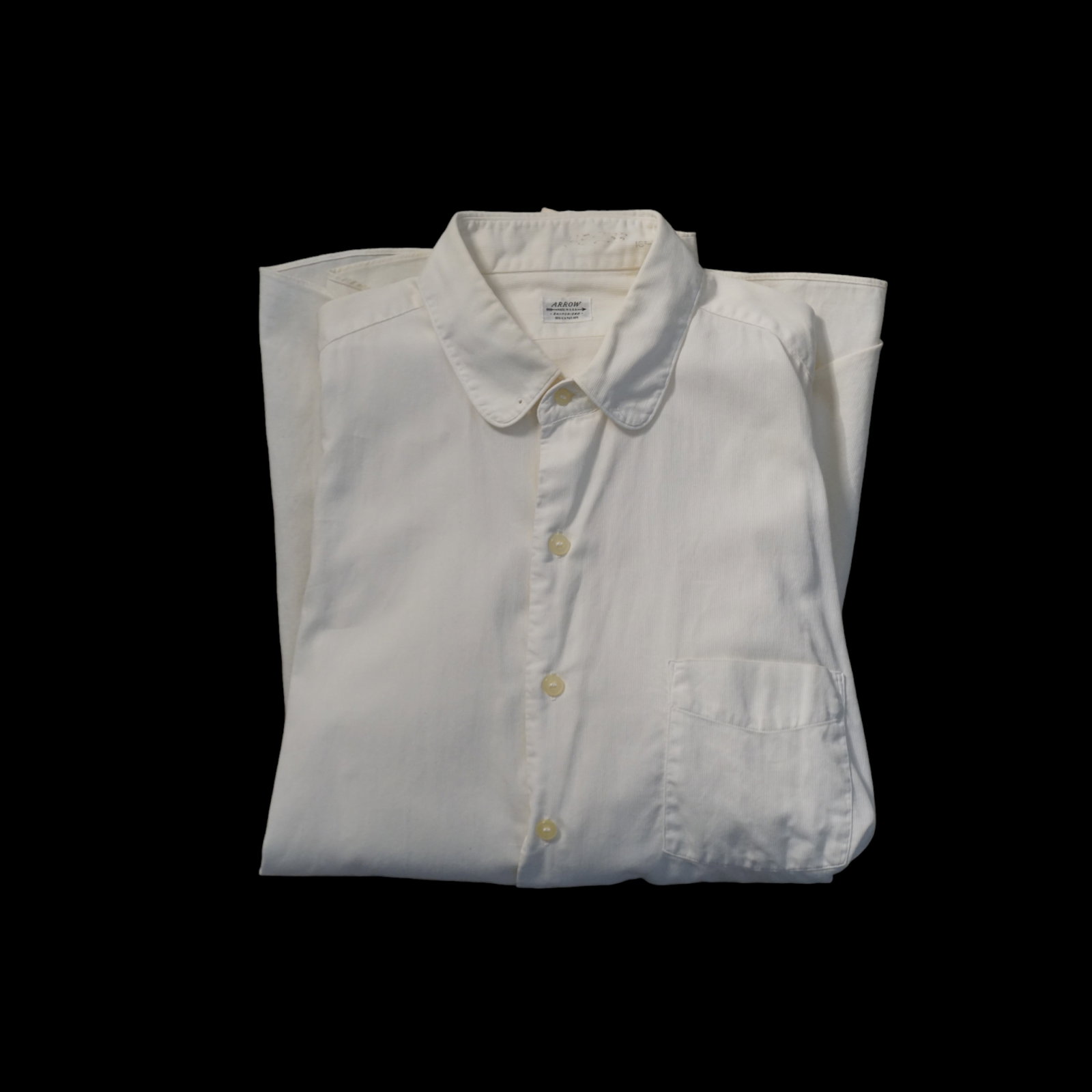 Vintage 1930s mens dress shirt, Sam R. Costello Chicago: Vintage 1930s- 1940s white cotton dress shirt with pocket and celluloid buttons. Label: Arrow made in the USA. Provenance: Sam R. Costello Family, Chicago. Provenance:The Family property of Sam R. Cos