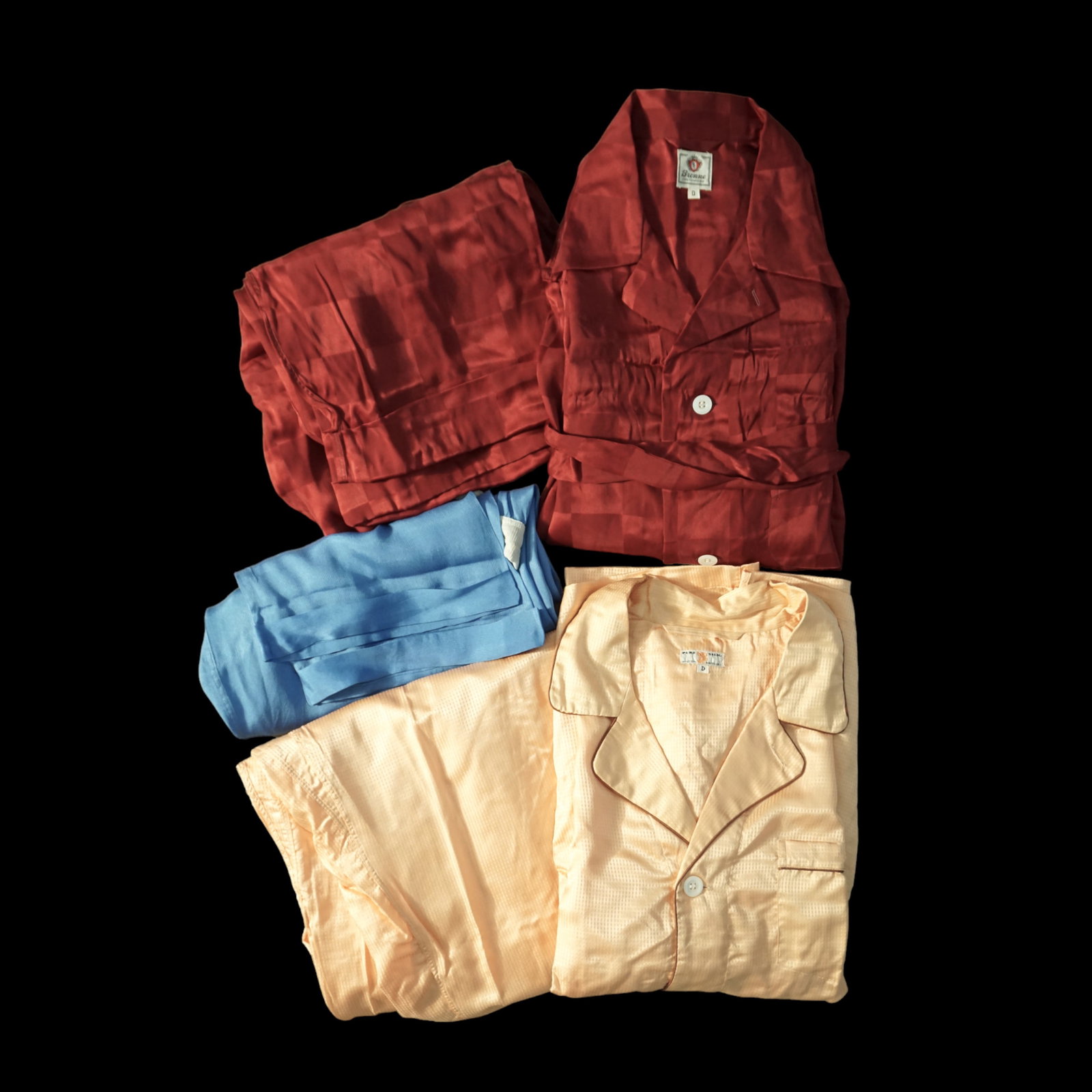 Vintage mens silk sleepwear pajamas circa 1945, Lot 5 pcs (1 of 18)