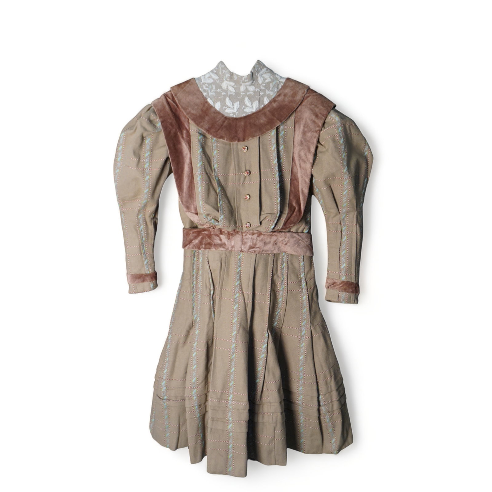 Antique Victorian wool youth dress, boned interior (1 of 14)