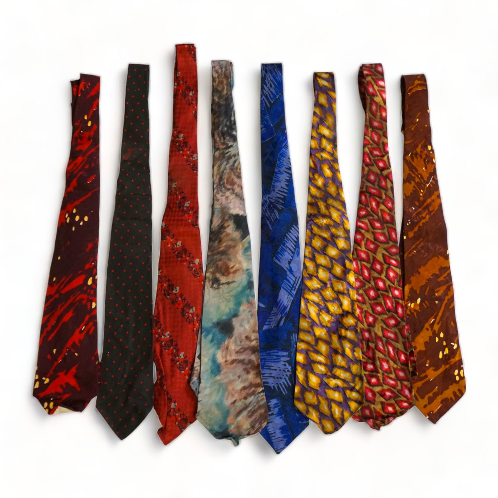 Vintage mens silk ties accessories with labels (grouping lot of 8) (1 of 9)