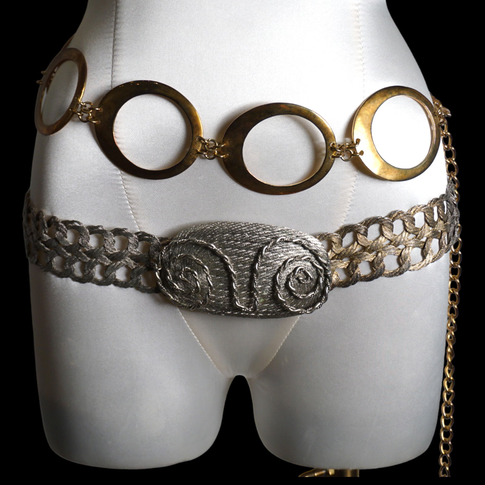 Two vintage metal chain belts, 1960s mod (1 of 5)