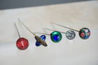 Antique hatpins lot of 5 ornate victorian glass