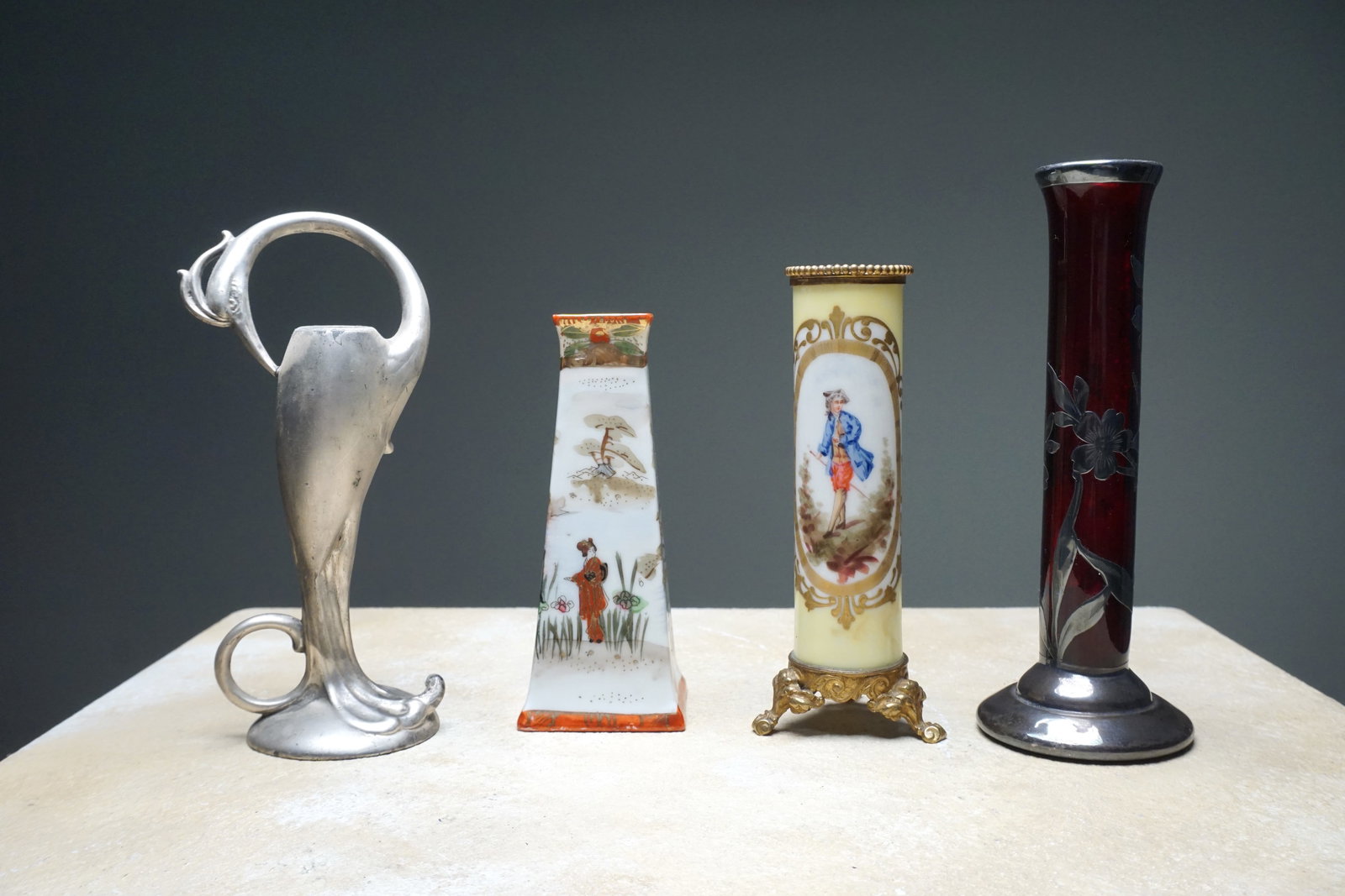 Antique hatpin holders / bud vases lot of 4 (1 of 4)