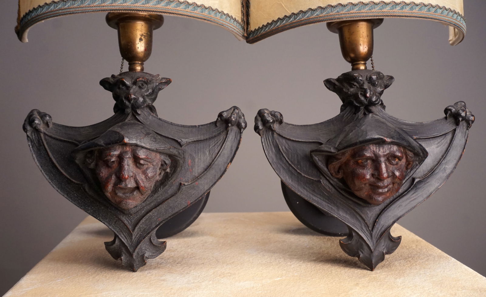 A pair of Gothic revival electrified sconces lamps (1 of 5)