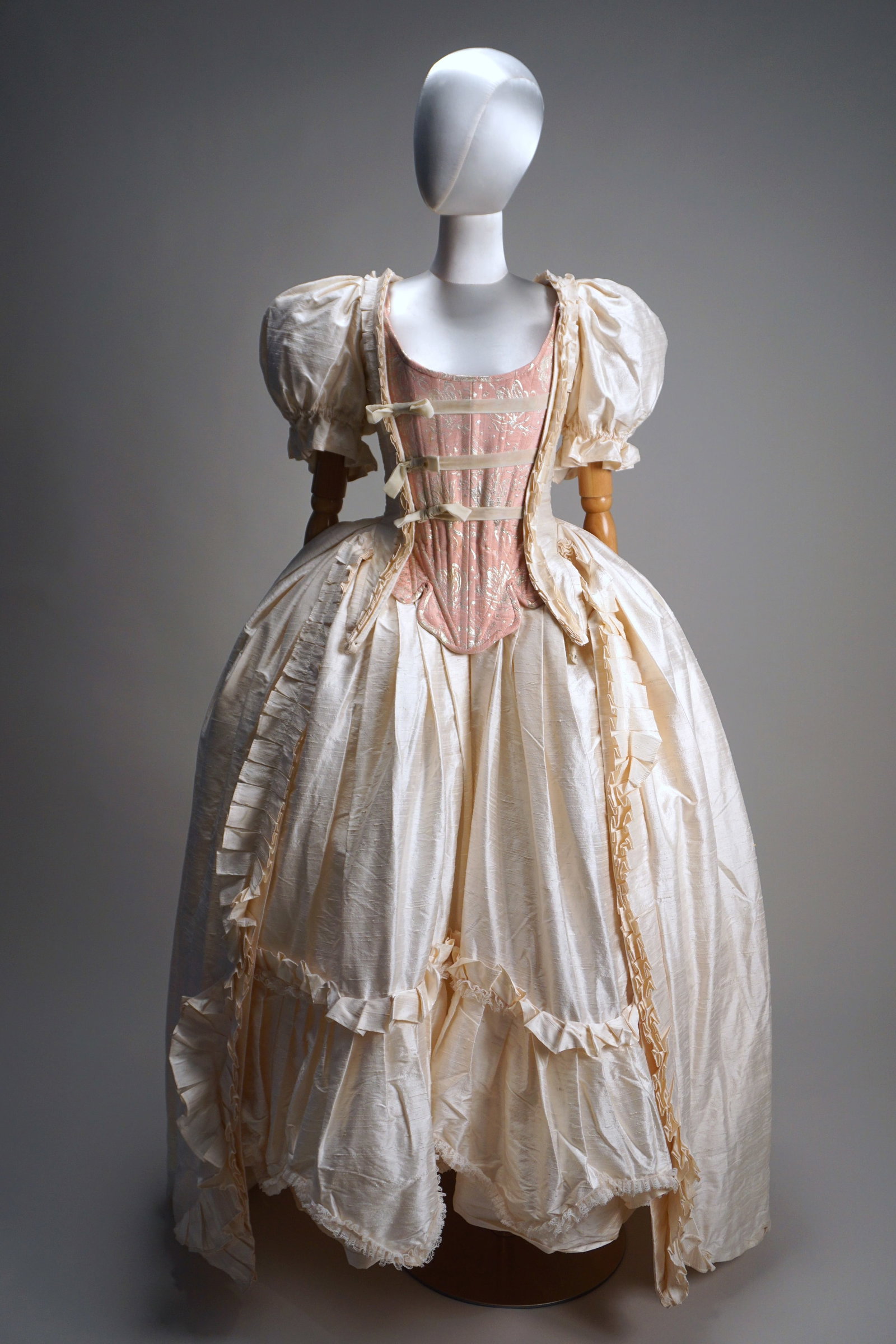 18th century style silk dress, brocaded corset, couture gown robe à la française (1 of 14)
