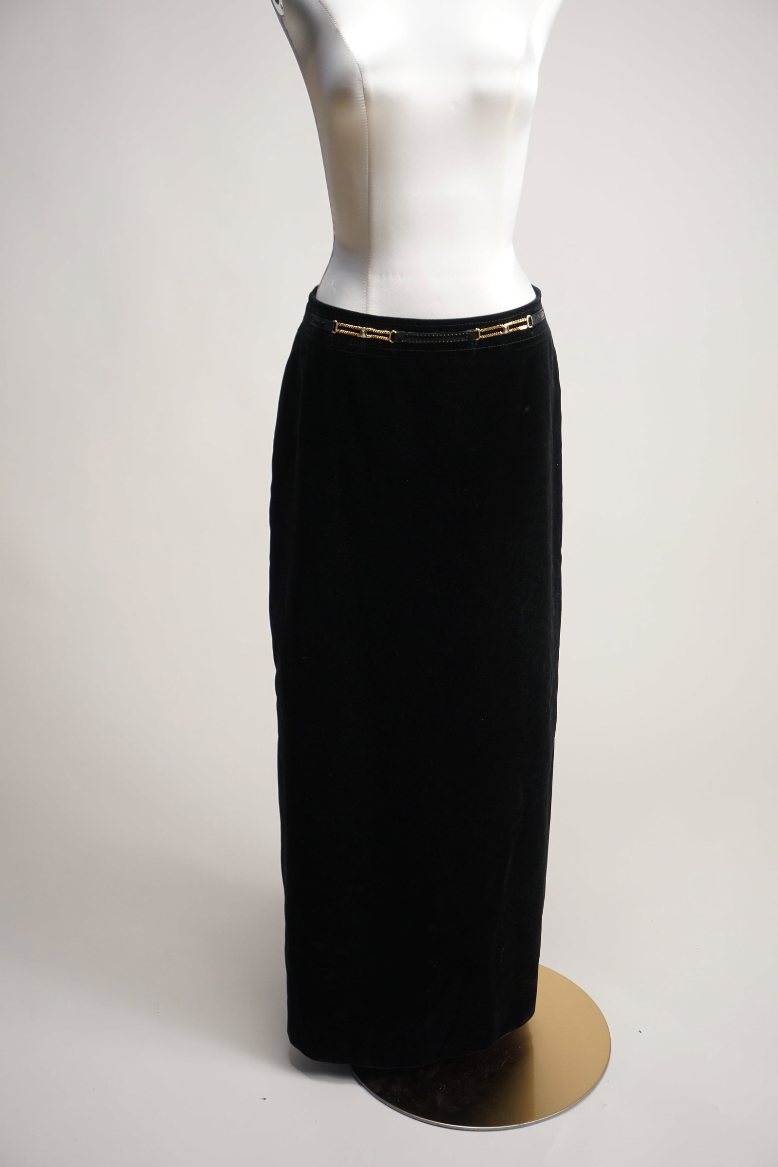 Vintage Celine Paris black velvet long skirt (1 of 7)