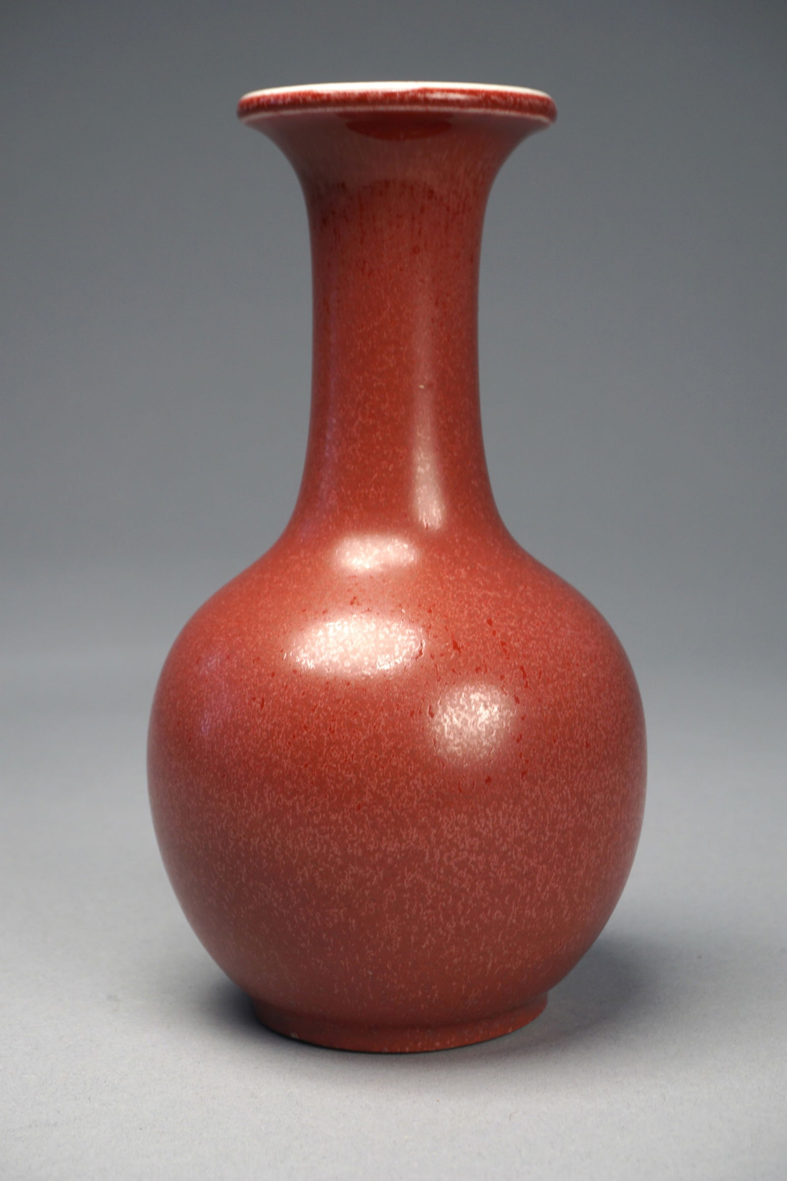 Antique Chinese porcelain copper-red peach bloom baluster vase, Qing dynasty 19th century (1 of 11)