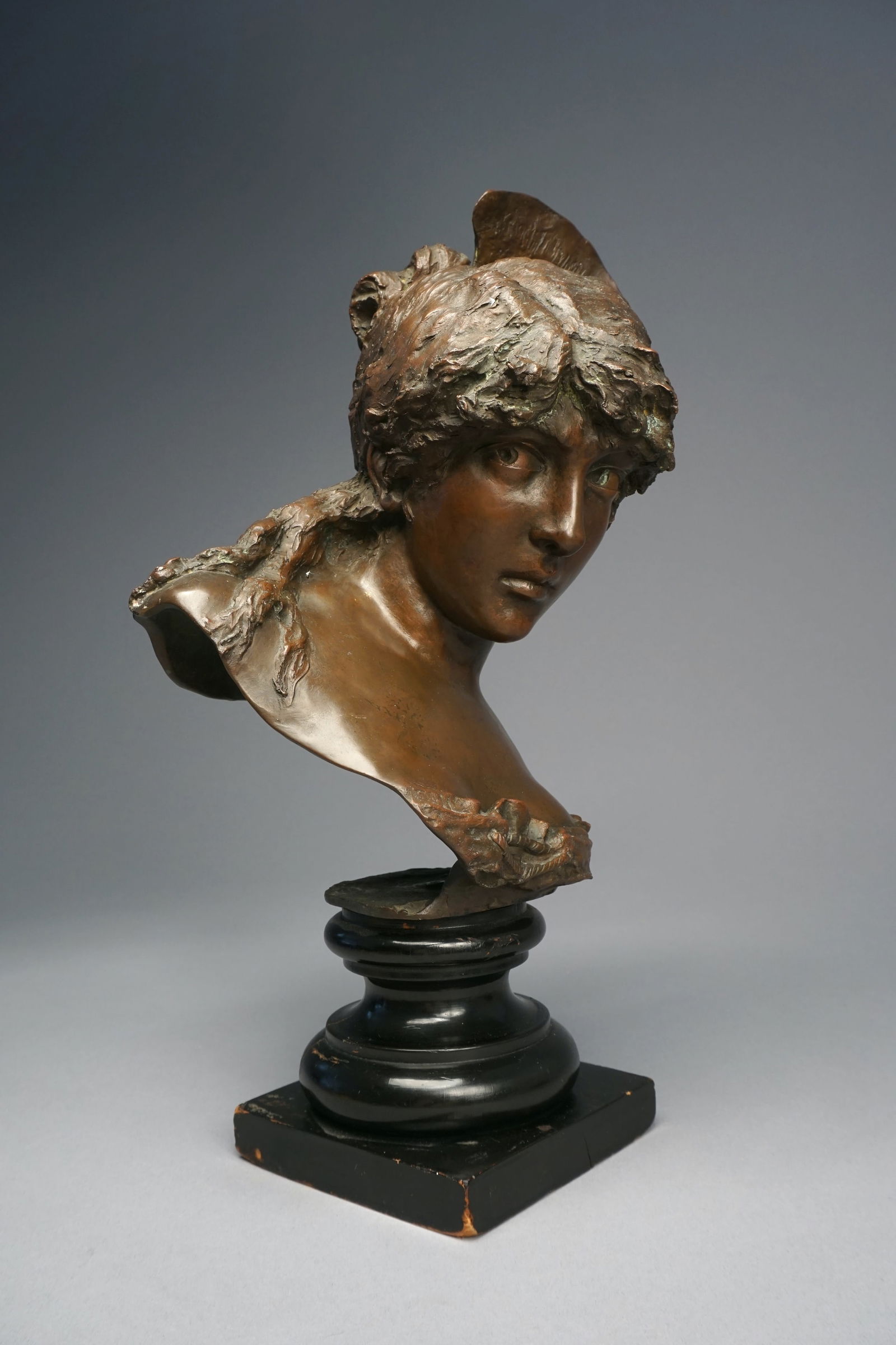 DAVIDE CALLANDRA Italian bronze bust of a young woman,19th century (1 of 9)